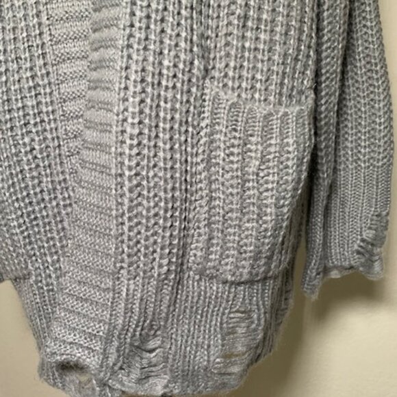 BKE Tattered Distressed Gray Sweater 	L Oversized - Picture 2 of 4